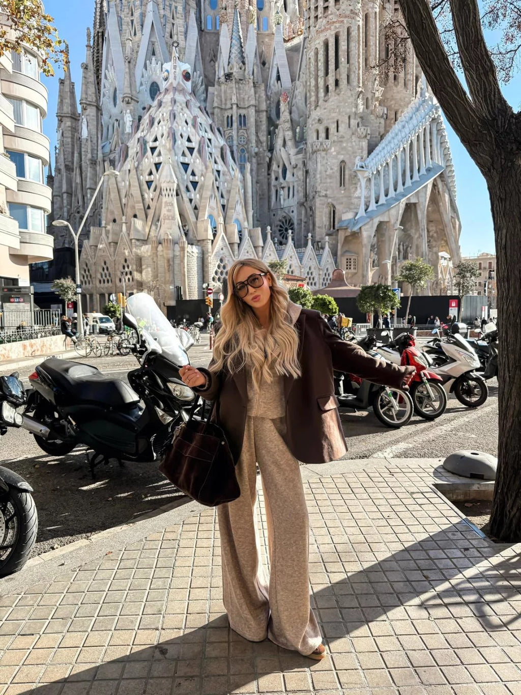 Ensemble deux pièces de pantalon élastique zippé pour femme