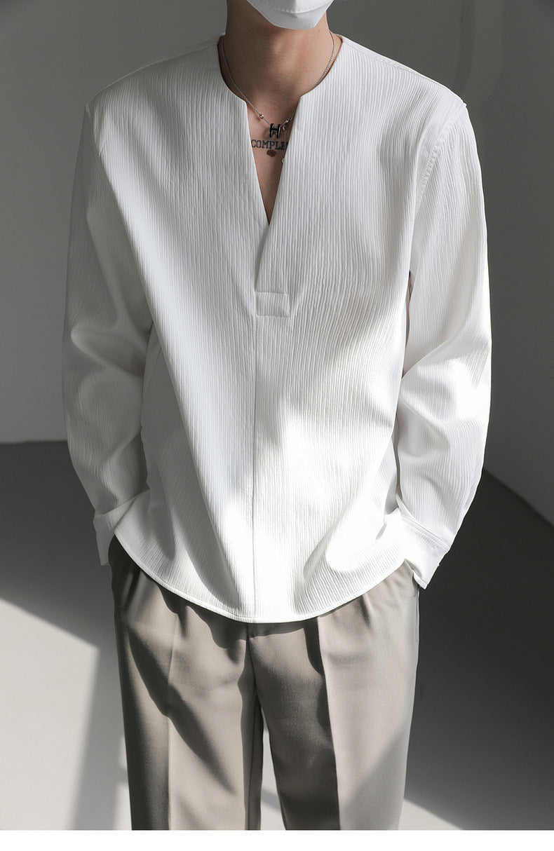 Pull ample pour homme à manches longues couleur unie automne