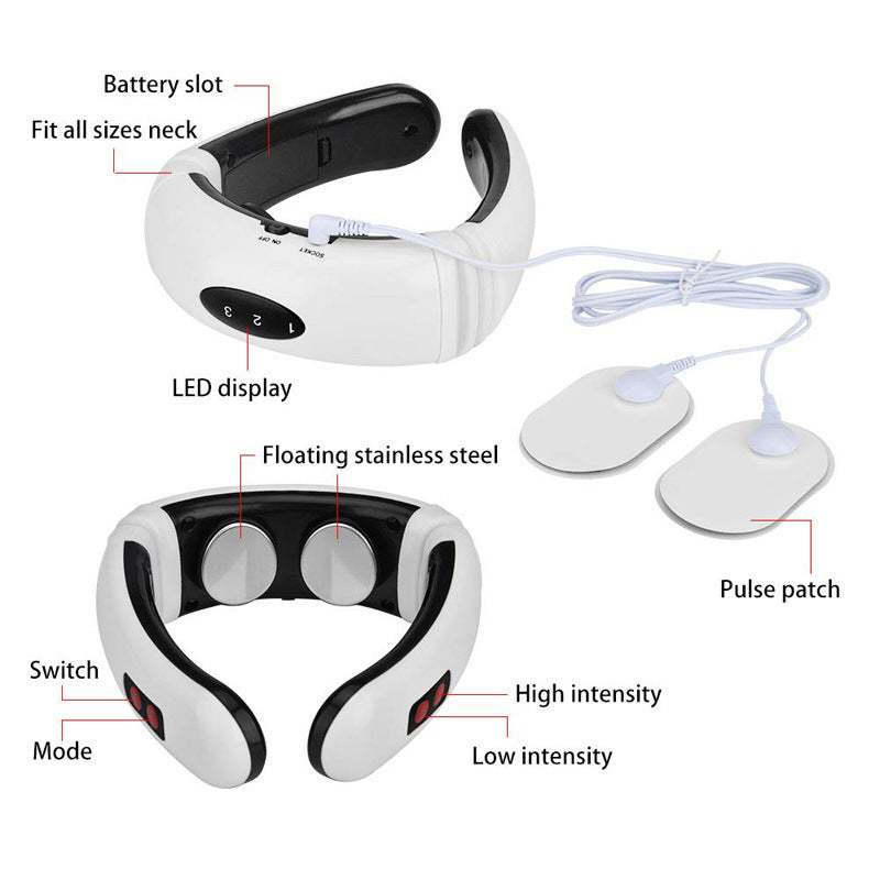 مدلك كهربائي للرقبة والظهر مع علاج حراري بالأشعة تحت الحمراء البعيدة لتخفيف الآلام و 6 أوضاع تدليك
