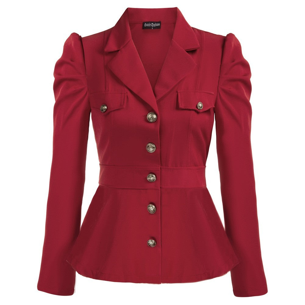Women's Fashion Jacket Lapel Ruffled Hem