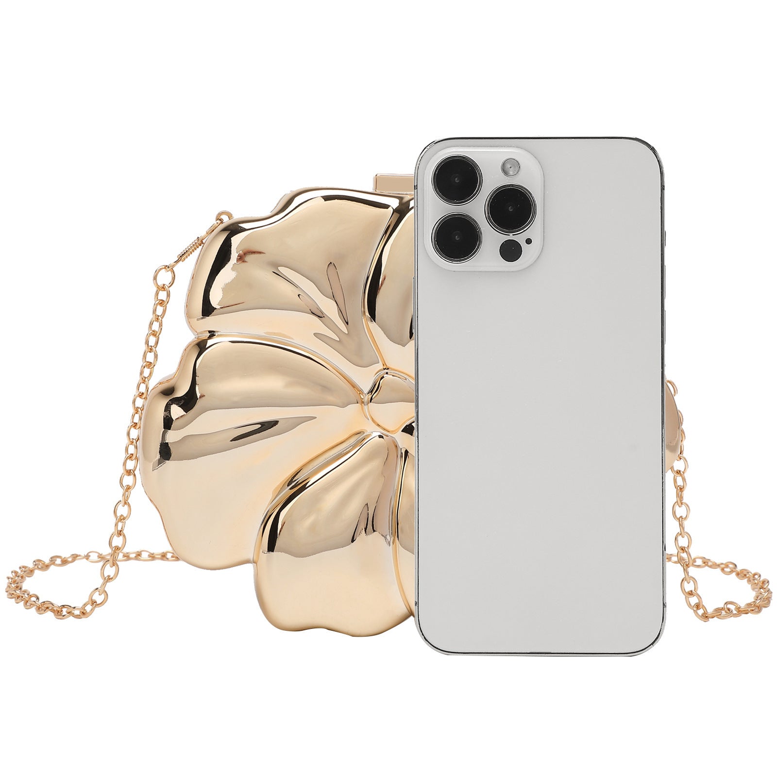 Flower Acrylic Round Hard Clutch Chain Crossbody Bag