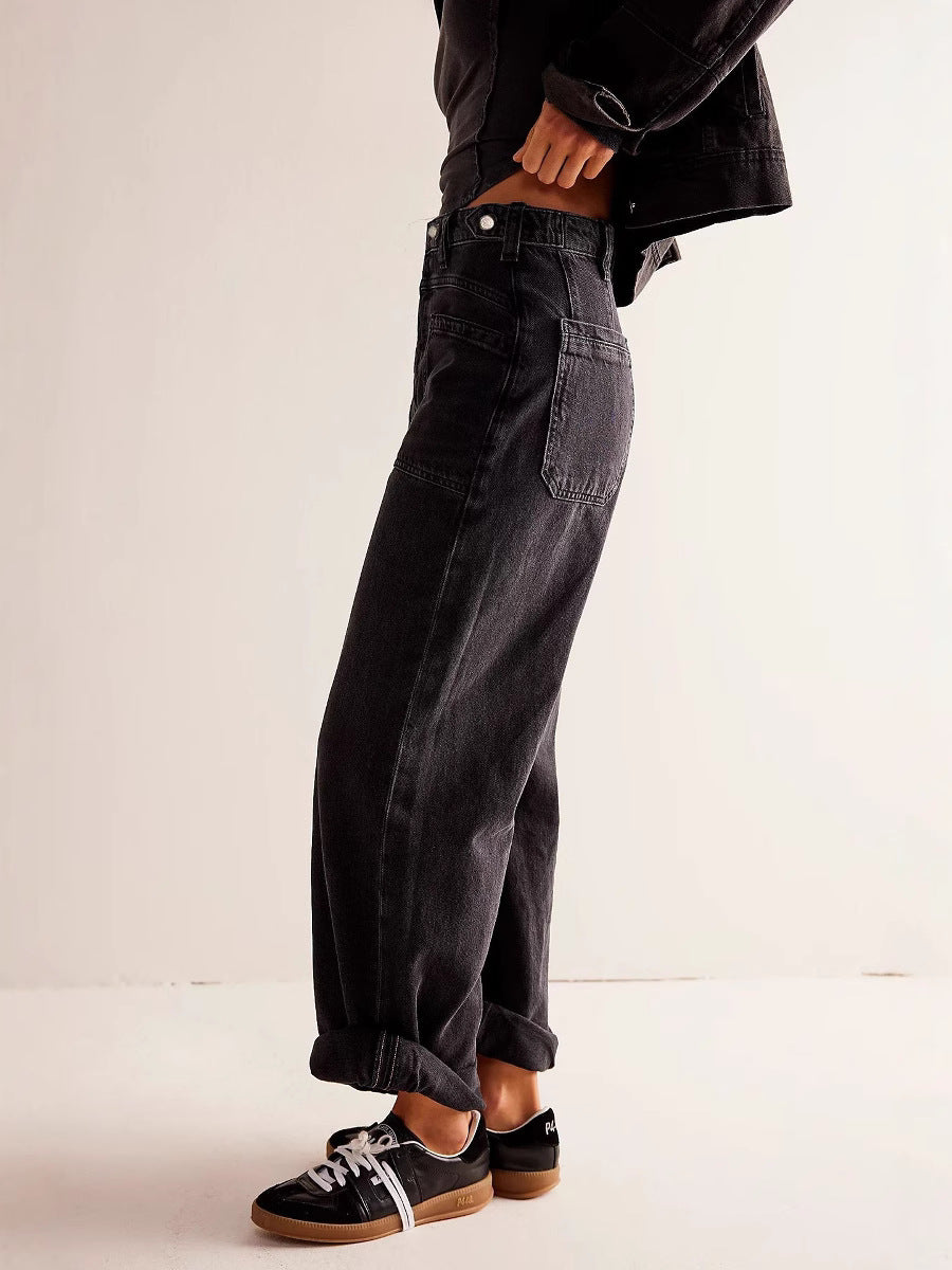 Jeans droits larges pour femme