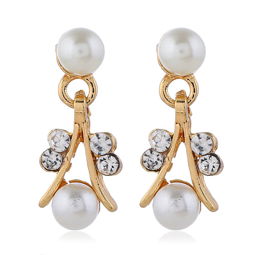 Gold-Plated Silver Pearl Pendant Necklace Jewelry Set