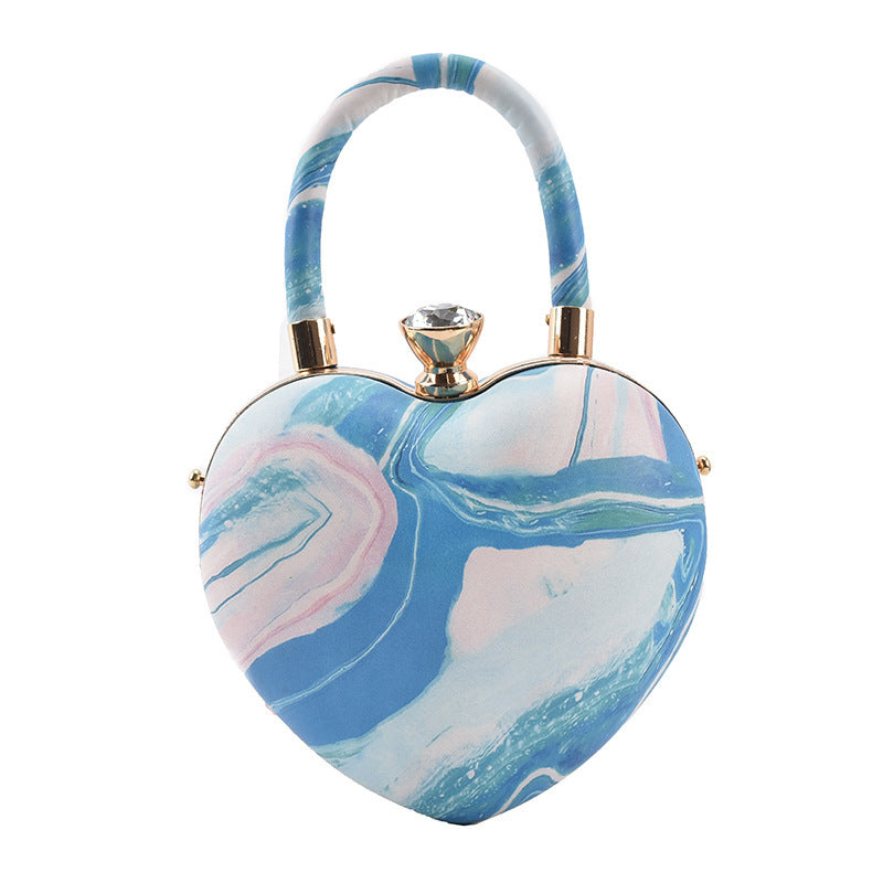 Sac à bandoulière en forme de cœur de style occidental, petit, avec chaîne, couleurs bonbon