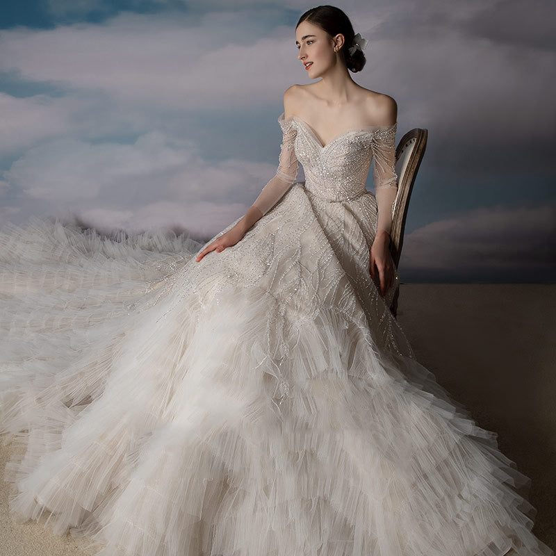 Women's Off-Shoulder Bridal Pettiskirt Mid Waist Polyester S-XXL