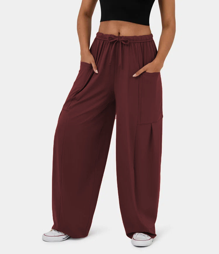 Elastic Waist Pleated Wide Leg Pants - Stylish & Fashionable