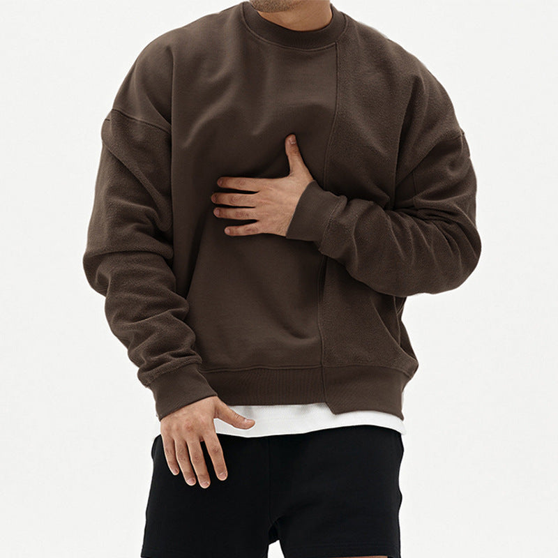 Men's Loose Round Neck Pullover Sweater Cotton Blend