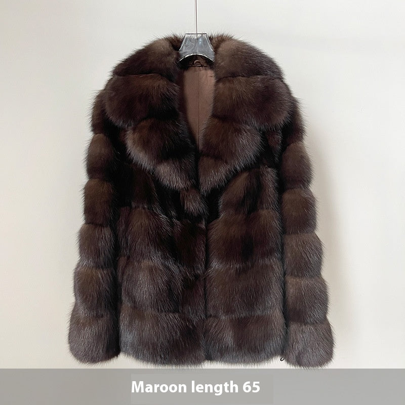 Purple Sable Artificial Fur Thick Warm Jacket