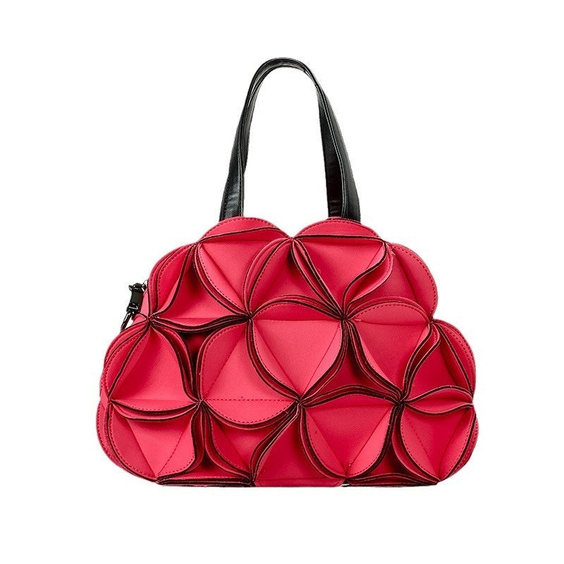 Flower-Shaped Portable PU Stitching Bag for Women