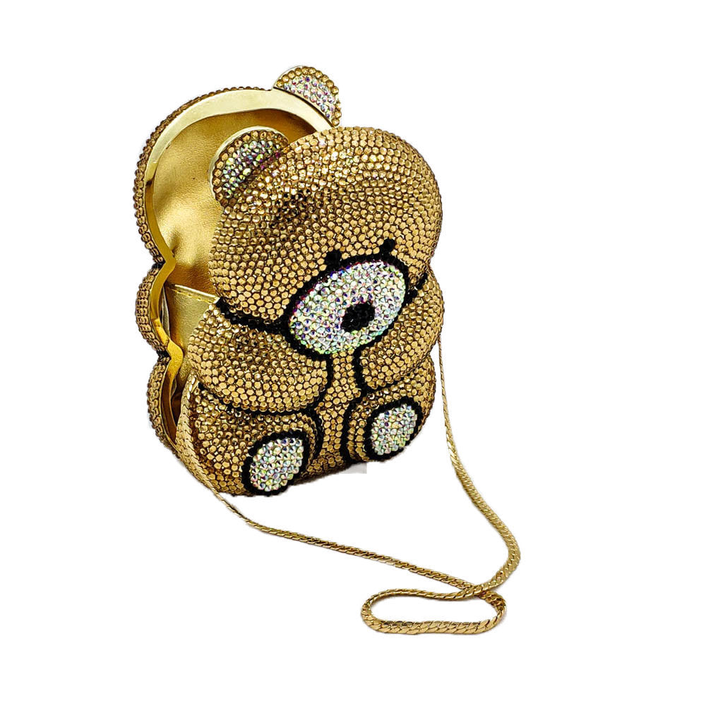 Fashion Bear Shape Rhinestone Party Banquet Bag 11x4x6CM PU