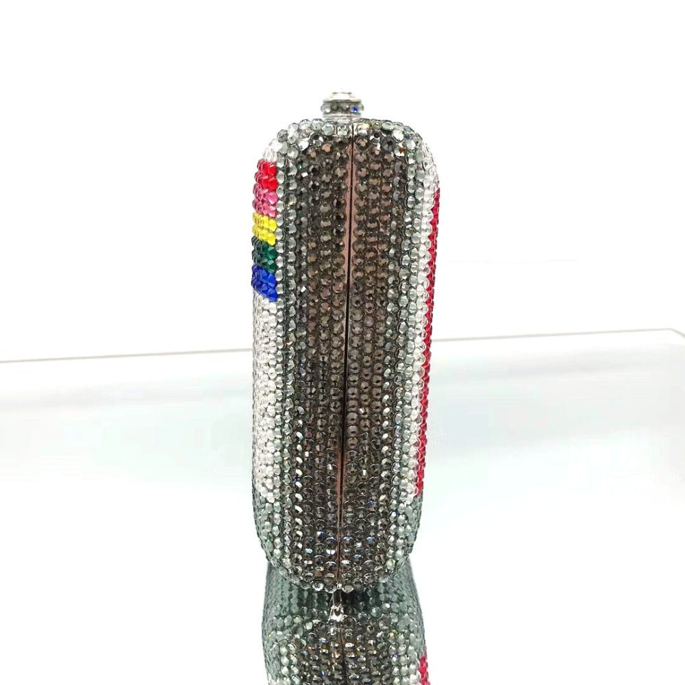 Cassette Tape Crystal Evening Clutch Bag with Chain 16.5cm
