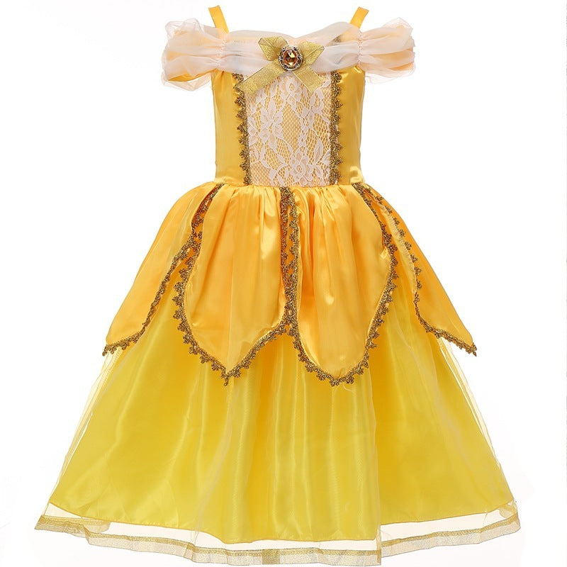 Princess Halloween Dress for Girls Ages 3-8 Short Sleeve