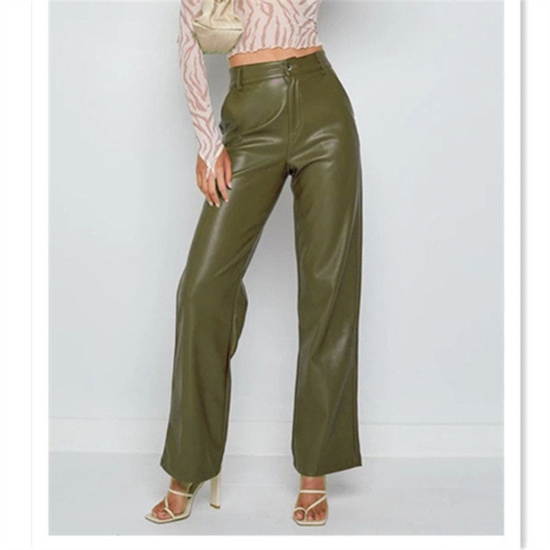 Leggings en cuir PU haute élasticité pour femmes