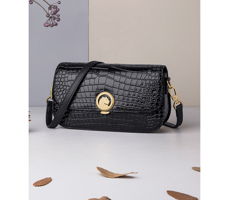 Women's Cowhide Leather Crocodile Pattern Crossbody Shoulder Bag
