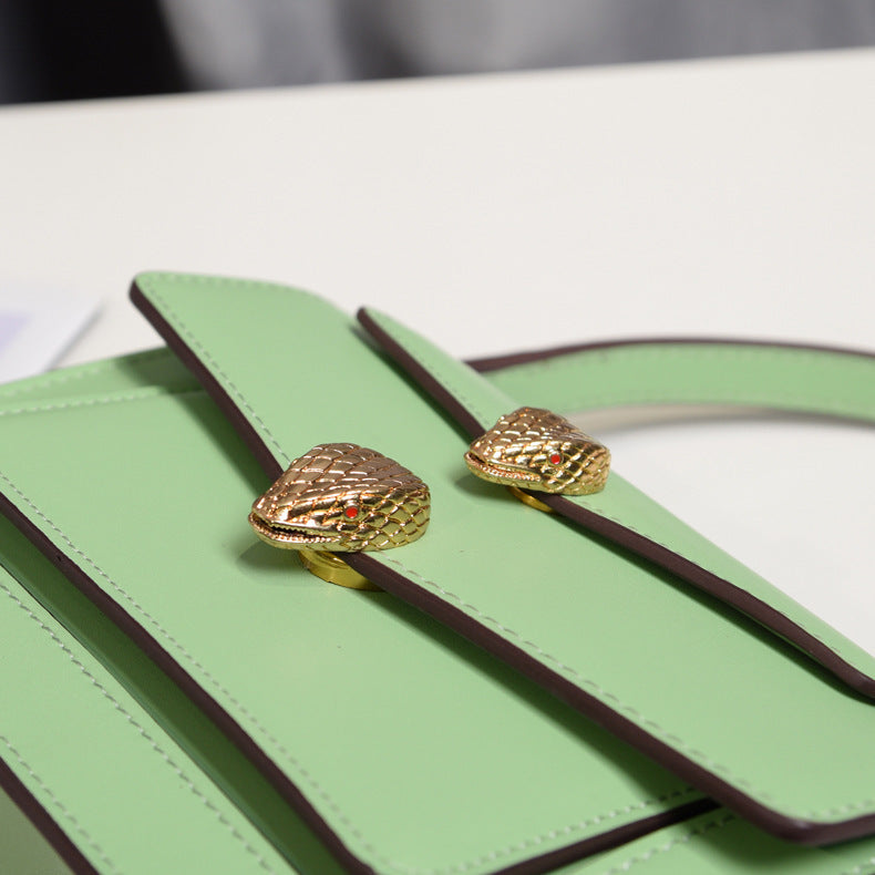 Double Snake Head Small Square Bag with Chain Strap