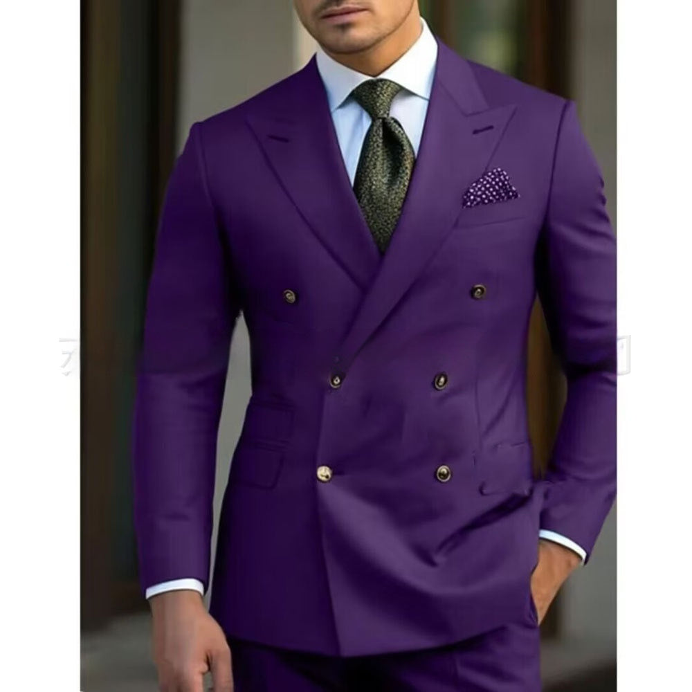 Men's Leisure Business Suit Set Two-Piece Cotton Blend