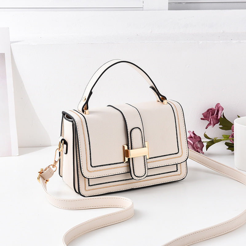 Sac bandoulière en cuir véritable petit format carré pour femme