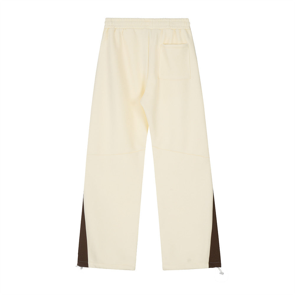 Men's Velvet Straight Trousers with Side Stripe Ribbon in Gray & Apricot, Sizes S-XL
