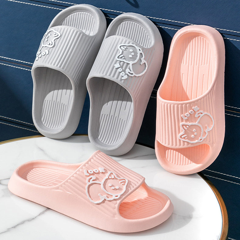Cute Cat Home Slippers Bath Thick Platform Non-Slip Slides