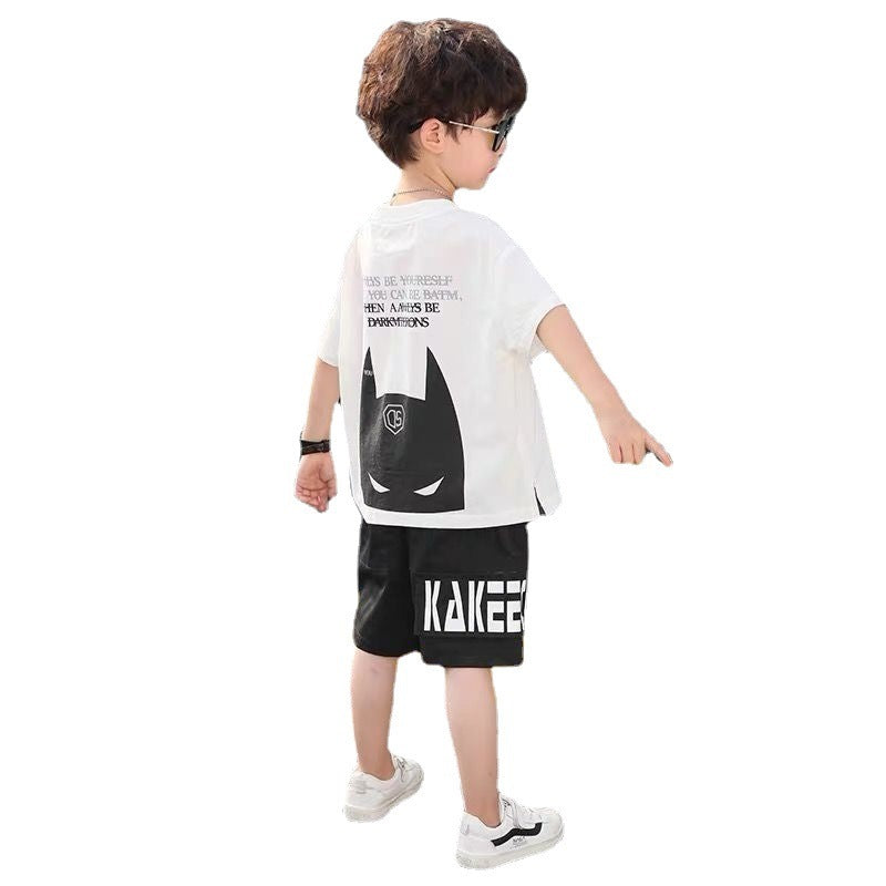 Boys' Cartoon Anime Short-Sleeve Two-Piece Suit Cotton Rabbit Fur