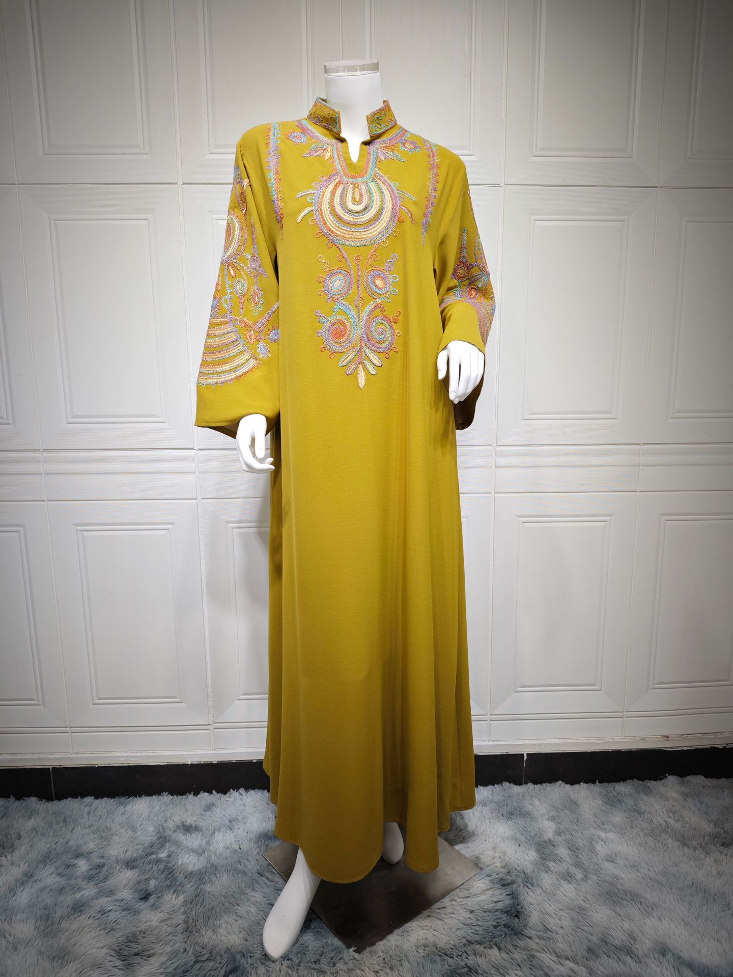Women's Embroidered Rope Embroidered Muslim Pullover Dress