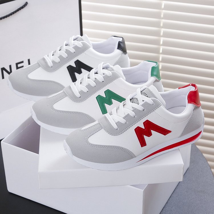 Women's Casual Leather Running Shoes Low Top Flat Heel