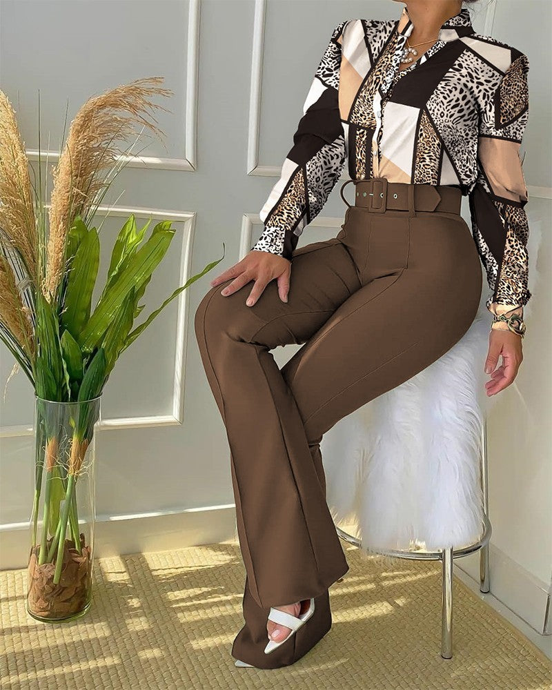 Fashion Printed Casual Women's British Style Suit