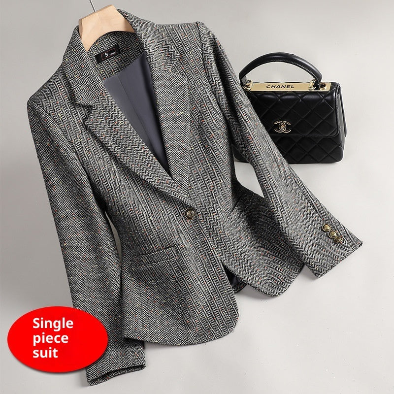 Women's Wool Suit Jacket in Pink, Brown & Gray - Sizes S-XXXL