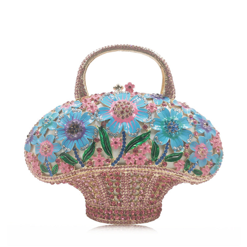 Diamond Mini Women's Flower Basket Bag 18x20x9cm