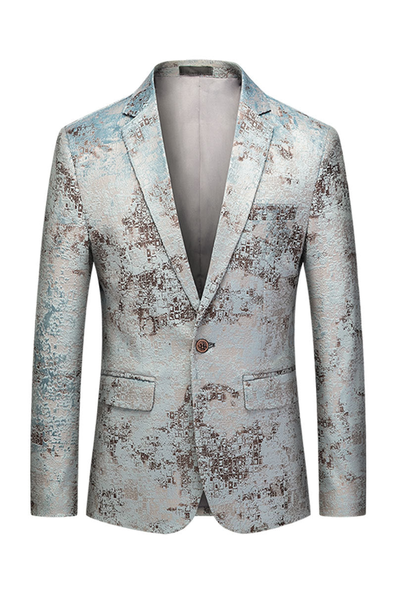 Men's Slim Fit Casual Blazer with Suit Collar and Button Closure