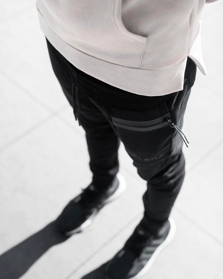 Pantalon de survêtement décontracté en coton pour homme avec taille élastique et poches