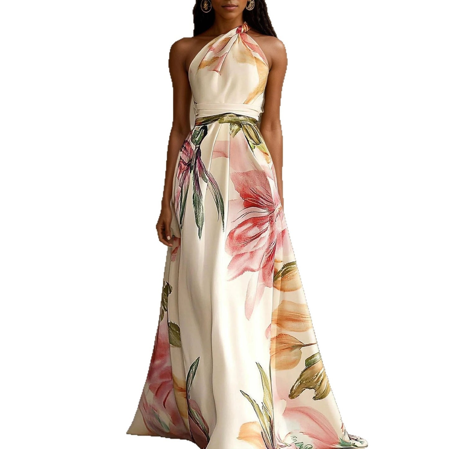 Printed Elegant Catwalk Party Holiday Long Dress
