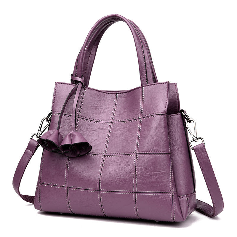 Soft PU Leather Three-Layer Large-Capacity Shoulder Bag with Tassels