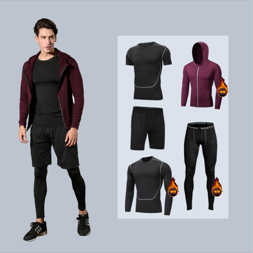Ensemble Sport Homme Séchage Rapide à Capuche Manches Longues Pantalon Neuf Points Fitness Course à Pied