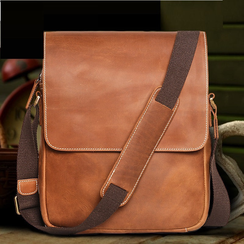 Sac à bandoulière vintage en cuir véritable fait main pour homme
