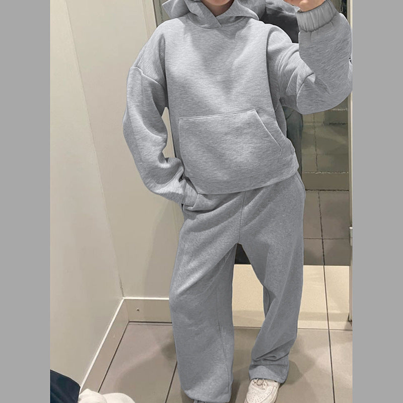 High Waist Straight-Leg Pants Leisure Sports Suit Set