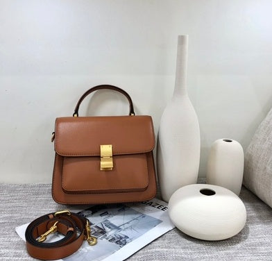 Leather Cowhide Women's Retro Square Shoulder Bag