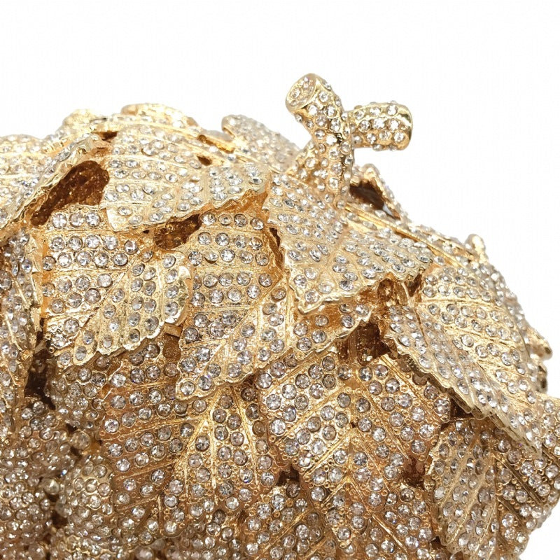 Sac de dîner à chaîne en forme de raisin clouté de diamants, petit 13x17.5x8 cm