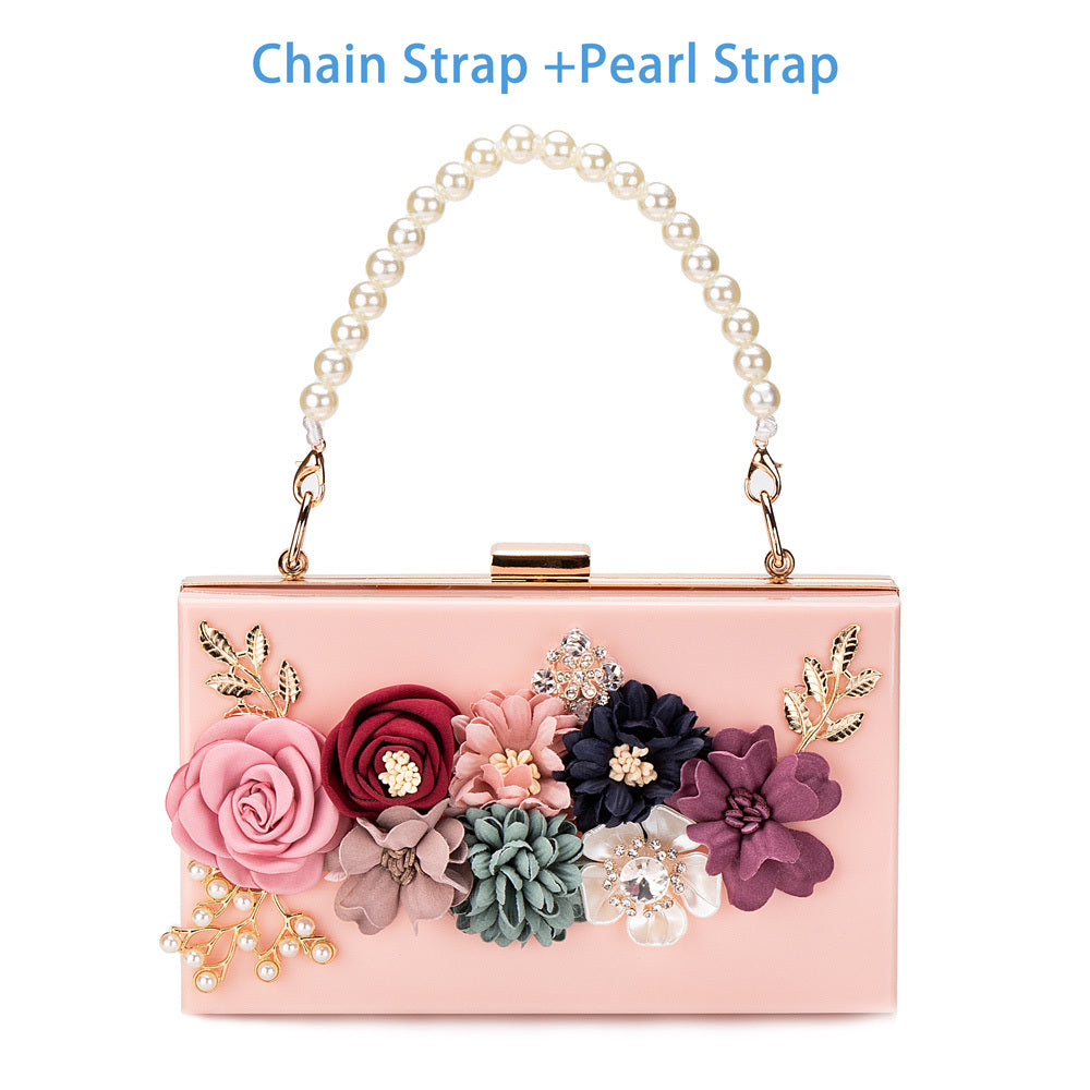 Transparent Flower Acrylic Square Bag for Women