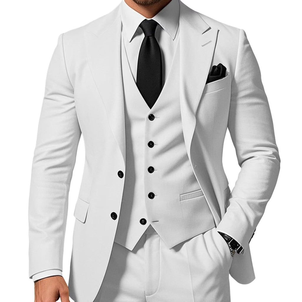 Ensemble 3 pièces uni pour homme : veste, gilet et pantalon à boucle