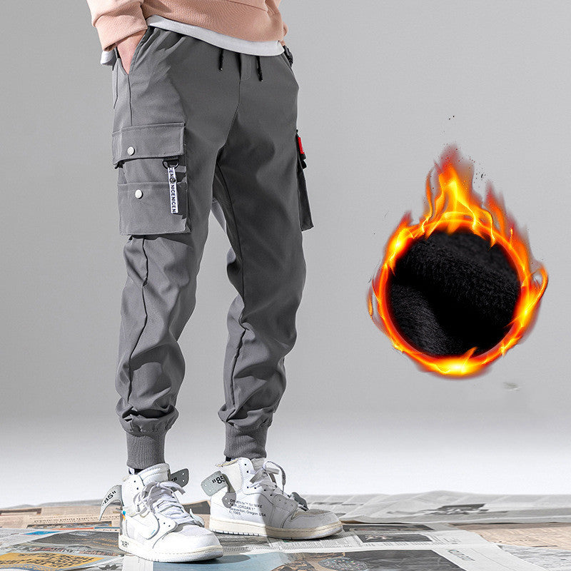 Pantalon rembourré en velours automne-hiver avec poche signature