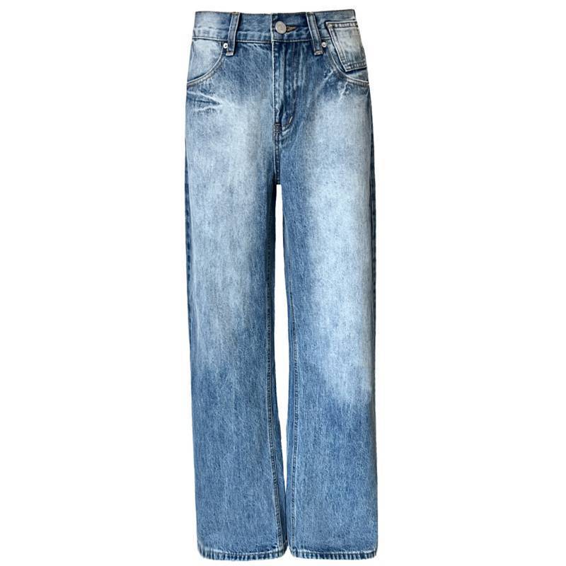 High Waist Retro Straight Denim Jeans for Women