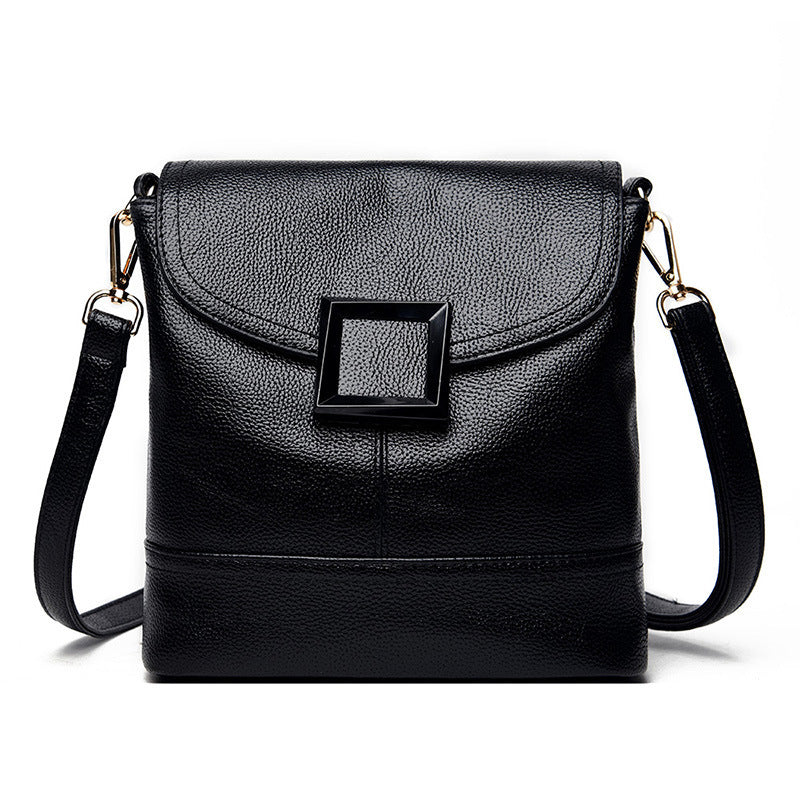 Sac à bandoulière en PU souple, petit carré, motif litchi, avec double sangle