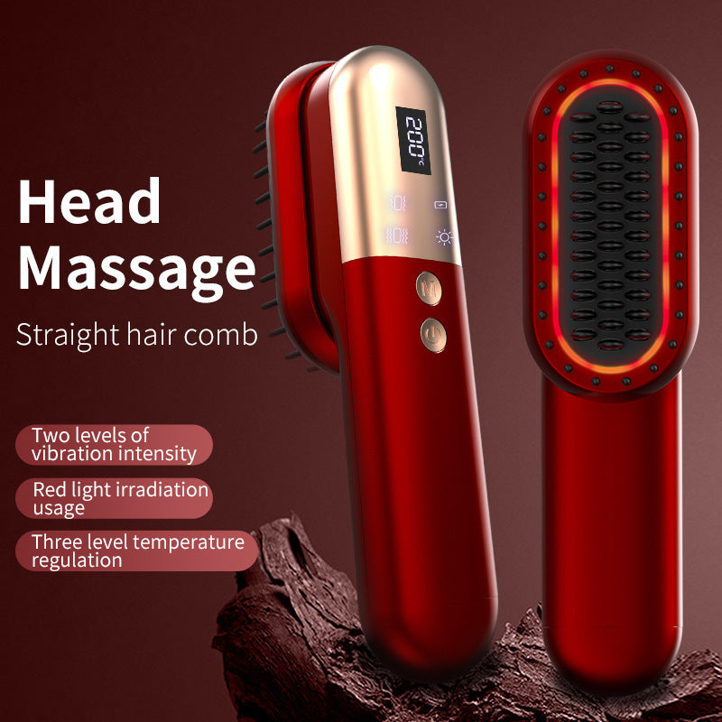 Mini Peigne Lissant Chauffant avec Ions Négatifs Soin Capillaire Doux Massant