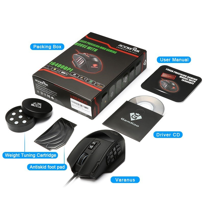 RGB Backlit Gaming Mouse with 18 Programmable Buttons & 16,400 DPI Sensor