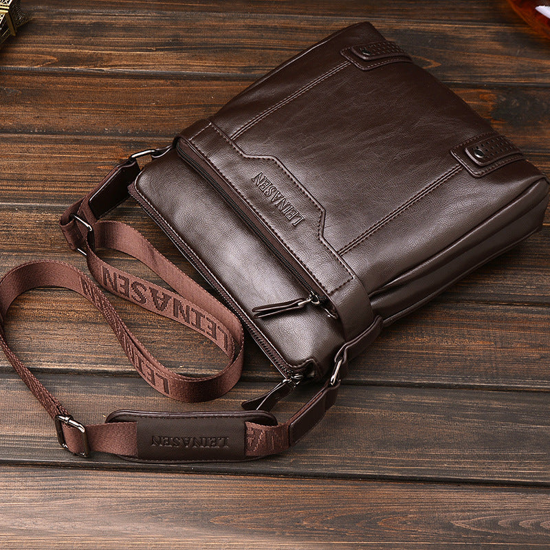 Men's Soft Polyester Lined Messenger Shoulder Bag with Zipper Closure