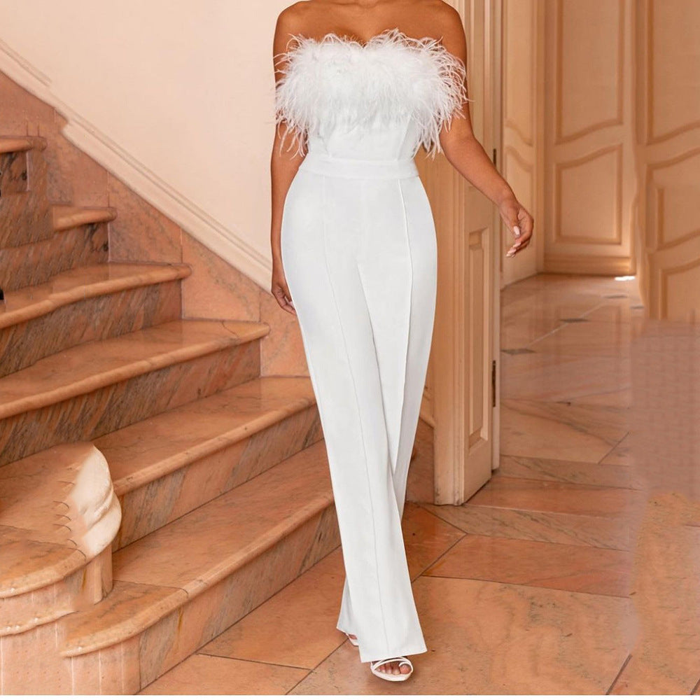 Women's Pure Color Cut Back Sleeveless Jumpsuit
