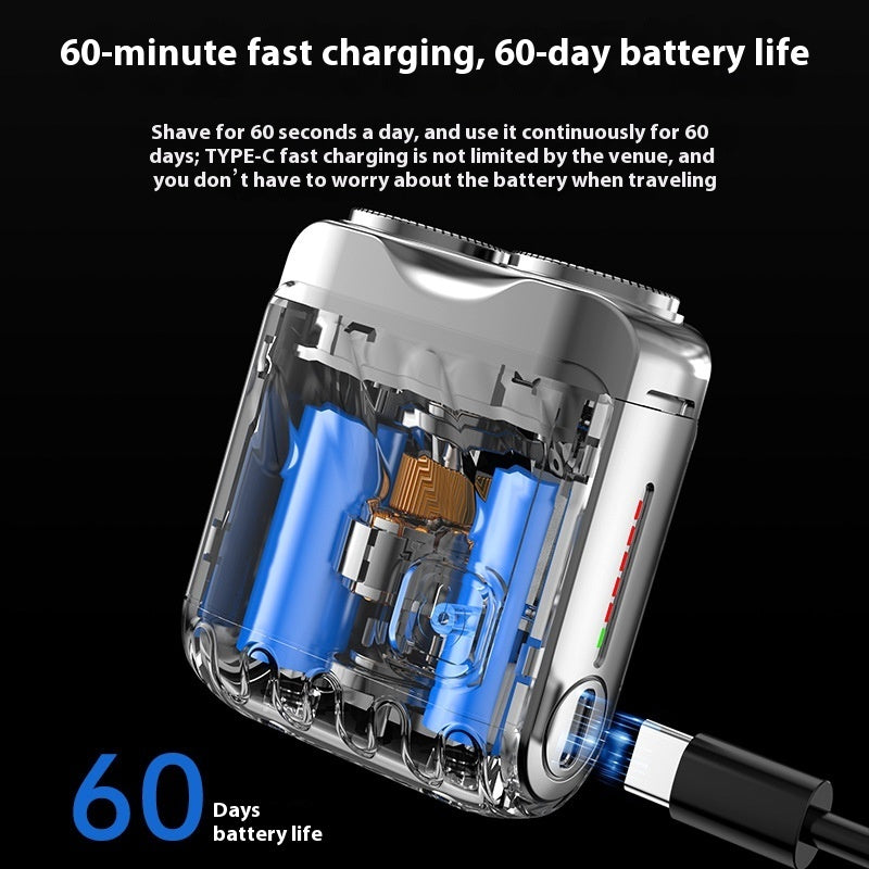 Rasoir électrique rotatif portatif à double anneau rechargeable de poche pour hommes