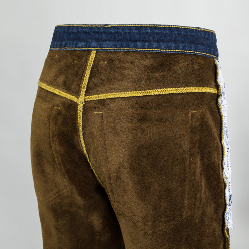 Autumn Winter Straight Fit Velvet-Lined Jeans