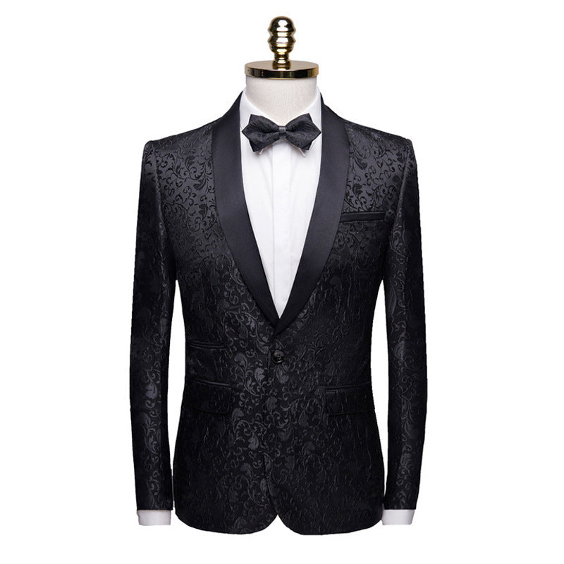 Men's Slim Fit Floral Small Blazer in Black, Blue, Wine Red & Ivory White